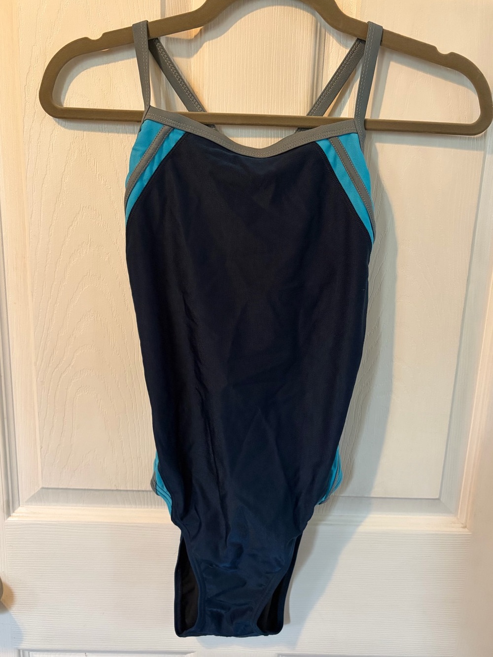 Navy & Teal One-Piece Athletic Swimsuit Size 32